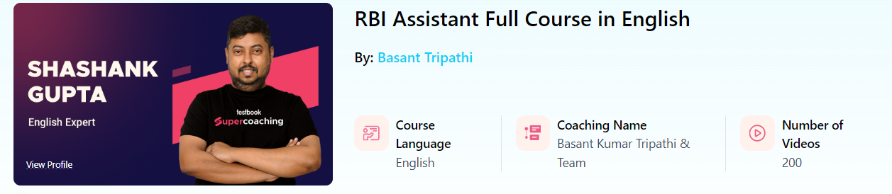 RBI Assistant Full Online Course In English By- Testbook