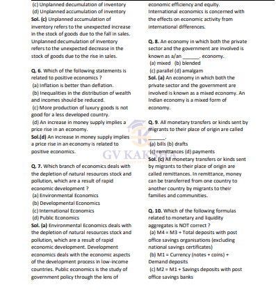 (GK) 3-ECONOMICS (PreMains MCQ) question pdf