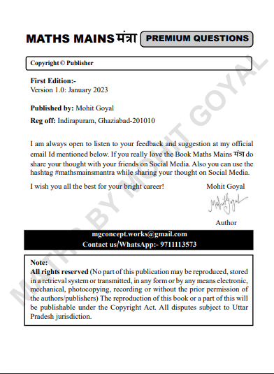 Maths Mains Mantra Complete Book pdf