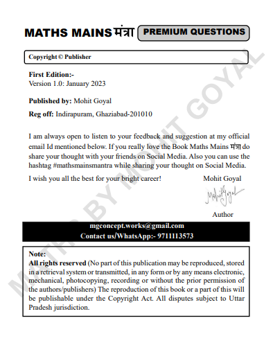 Maths Mains Mantra Complete Book pdf