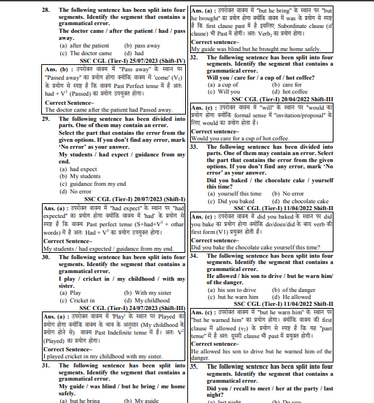 SSC CGL TIER I & II SAMPOORN CHPATERWISE SOLUTIONE question pdf