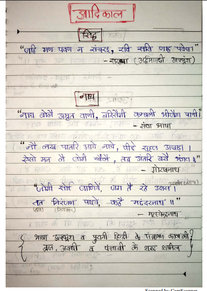 hindi notes question pdf
