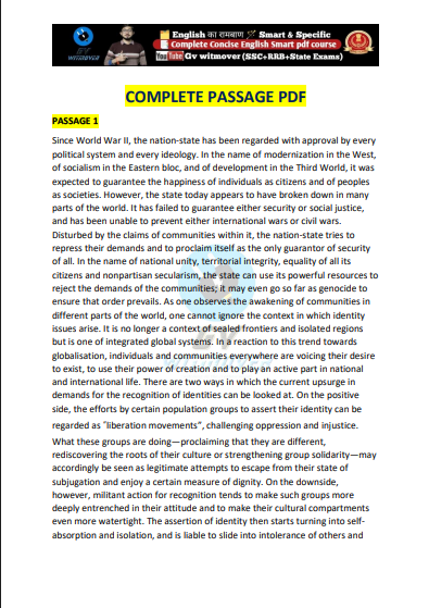 (ENGLISH) Passage by Gv sir pdf