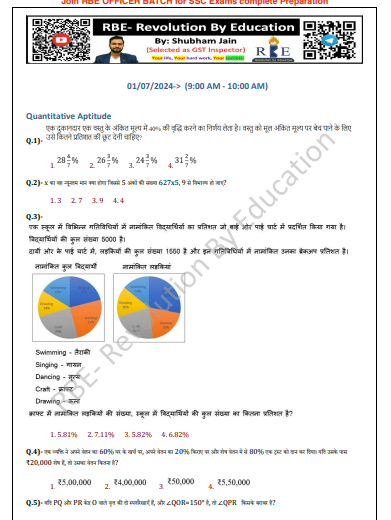 Maths (hindi) SSC CHSLRBE compressed question pdf