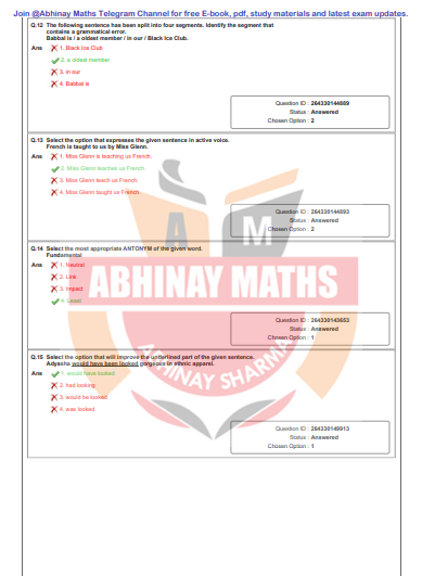 SSC CHSL Hindi by Abhinay Maths question pdf