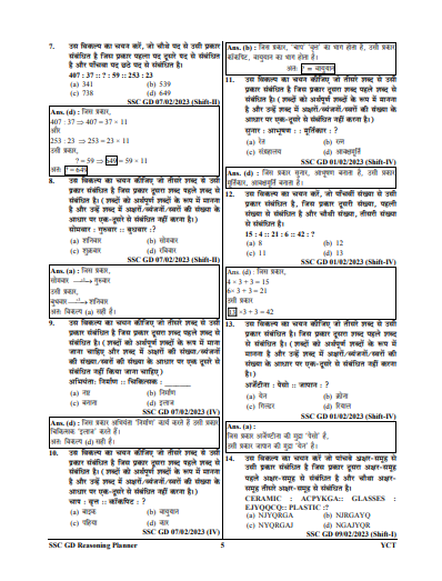 SSC GD 2024 GENERAL INTELLIGENCE REASONING question pdf