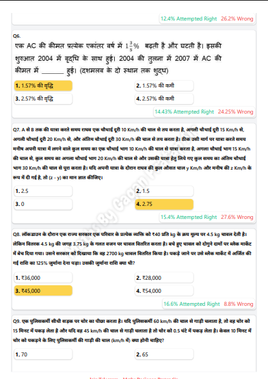 SSC SELECTION POST PRE 2024 Hard To Easy Hindi question pdf