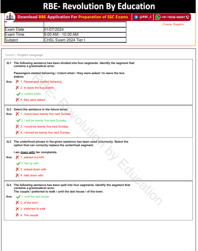 (hindi) SSC CHSL 2024 format_RBE_Shubham sir question pdf
