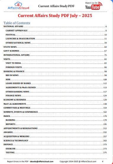 Current Affairs English Study PDF July 2025 pdf