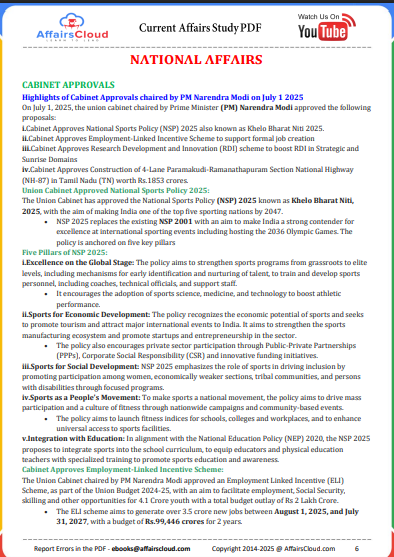 Current Affairs English Study PDF July 2025 pdf