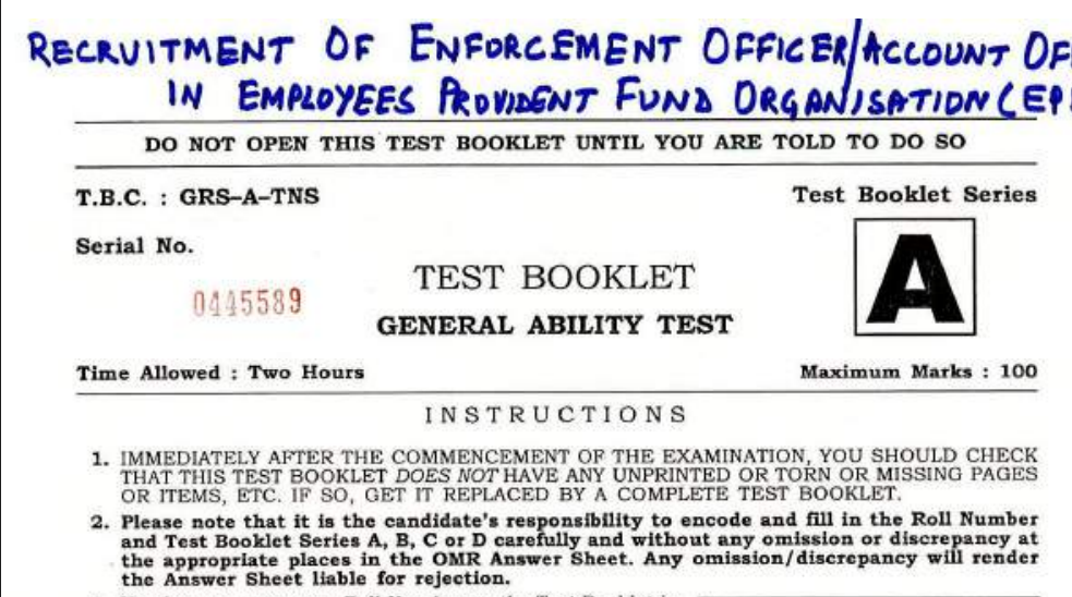 UPSC Epfo 10 Previous Year paper pdf