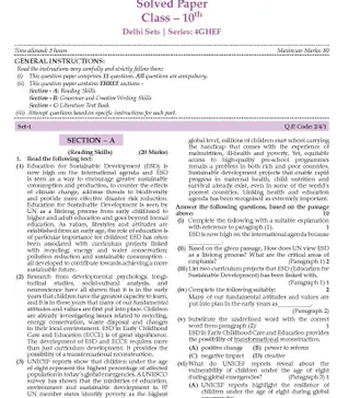 CBSE Question Bank SOLVED PAPERS Class 10 English Language & Lit For 2026 Exam Books PDF
