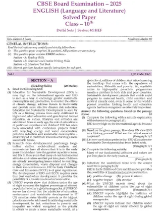 CBSE Question Bank SOLVED PAPERS Class 10 English Language & Lit For 2026 Exam Books PDF