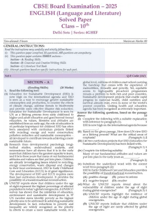 CBSE Question Bank SOLVED PAPERS Class 10 English Language & Lit For 2026 Exam Books PDF