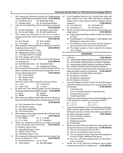 Defence Exams CDS & CDS OTA General Knowledge pdf