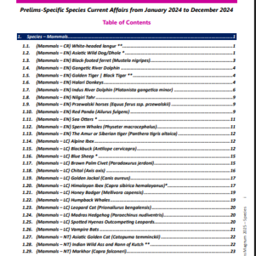 UPSC Prelims Magnum – Species in News 2025-26 pdf