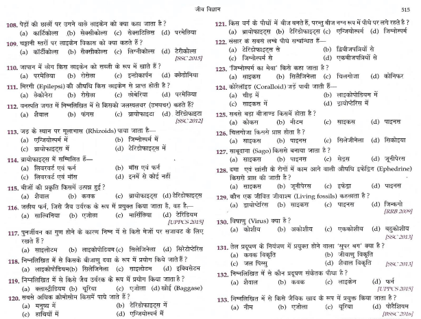 GK Biology Exams in hindi pdf
