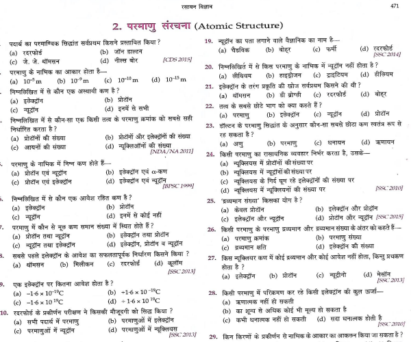 Static GK Chemistry Exams in hindi pdf
